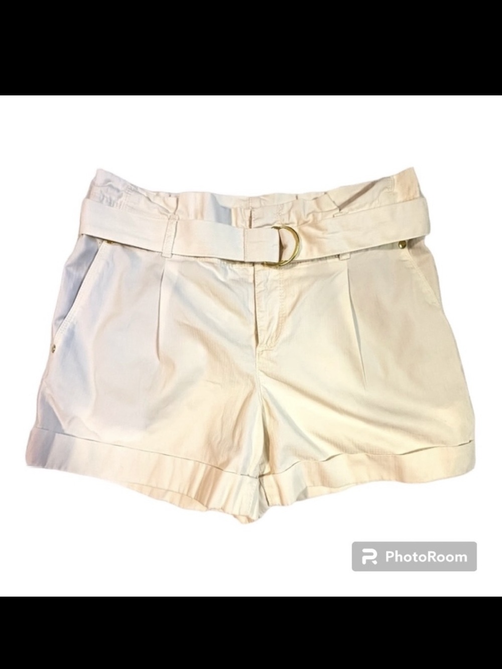 LOFT paper bag waist cream colored shorts Women’s size 2 | aa-4